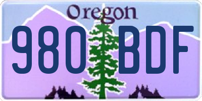 OR license plate 980BDF