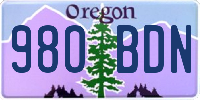 OR license plate 980BDN