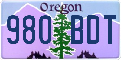 OR license plate 980BDT