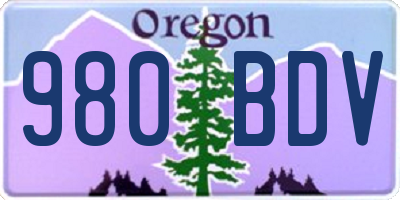 OR license plate 980BDV