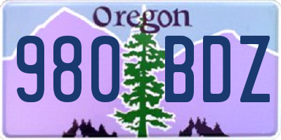 OR license plate 980BDZ