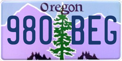 OR license plate 980BEG