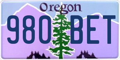 OR license plate 980BET