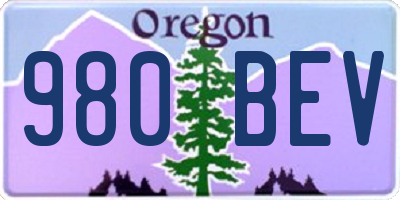 OR license plate 980BEV