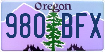 OR license plate 980BFX