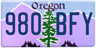 OR license plate 980BFY