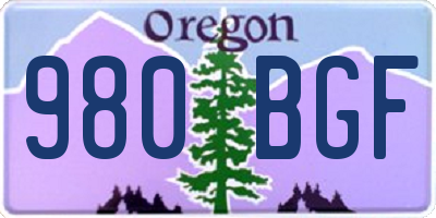 OR license plate 980BGF