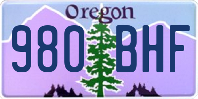 OR license plate 980BHF