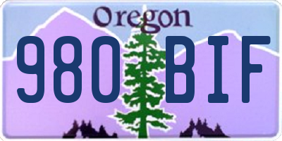 OR license plate 980BIF