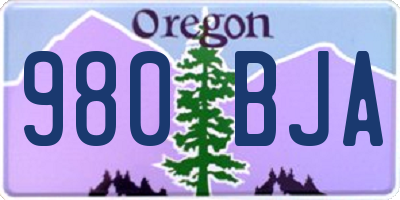 OR license plate 980BJA