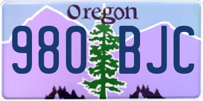 OR license plate 980BJC