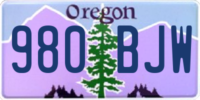OR license plate 980BJW