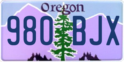 OR license plate 980BJX