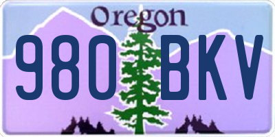 OR license plate 980BKV