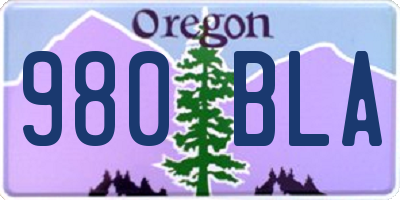 OR license plate 980BLA