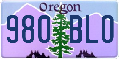 OR license plate 980BLO