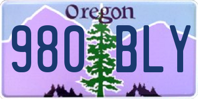 OR license plate 980BLY