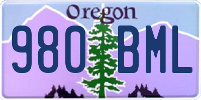 OR license plate 980BML