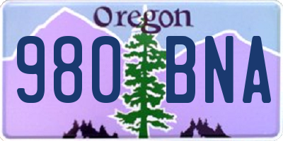 OR license plate 980BNA