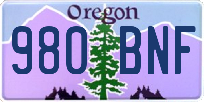 OR license plate 980BNF