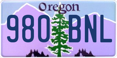 OR license plate 980BNL