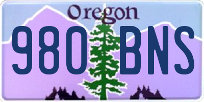 OR license plate 980BNS