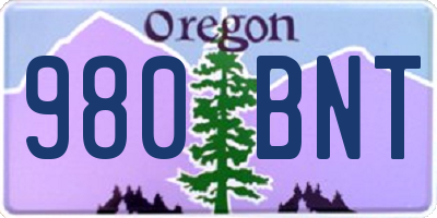OR license plate 980BNT