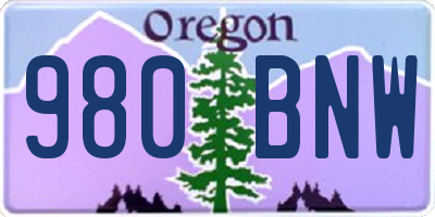 OR license plate 980BNW