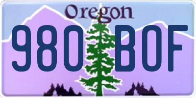 OR license plate 980BOF