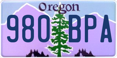 OR license plate 980BPA
