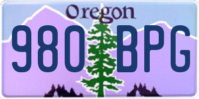 OR license plate 980BPG