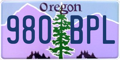 OR license plate 980BPL