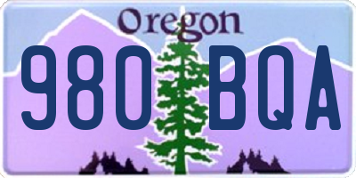 OR license plate 980BQA