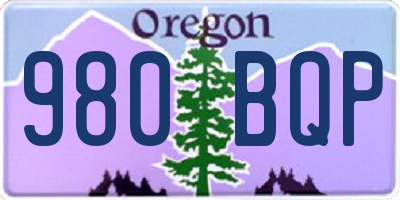 OR license plate 980BQP