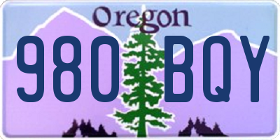 OR license plate 980BQY