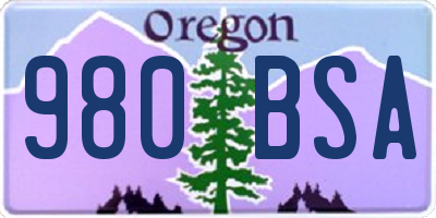 OR license plate 980BSA