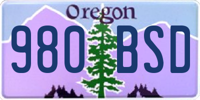 OR license plate 980BSD