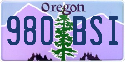 OR license plate 980BSI