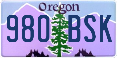 OR license plate 980BSK