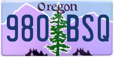 OR license plate 980BSQ