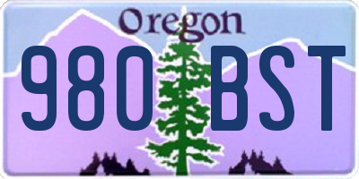 OR license plate 980BST