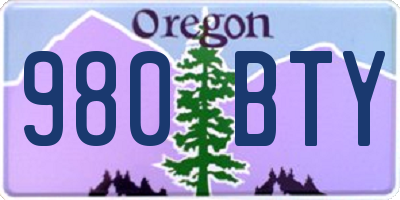 OR license plate 980BTY