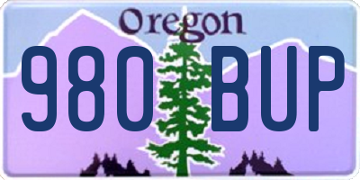 OR license plate 980BUP