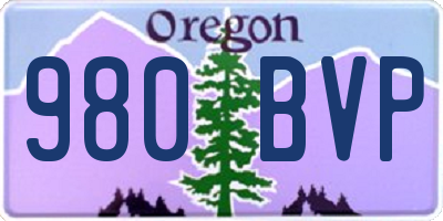 OR license plate 980BVP
