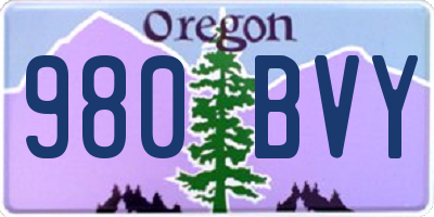 OR license plate 980BVY