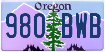 OR license plate 980BWB