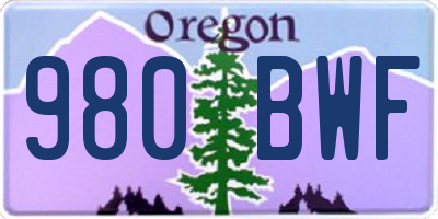 OR license plate 980BWF