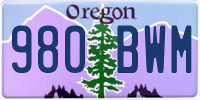 OR license plate 980BWM