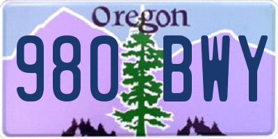 OR license plate 980BWY