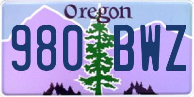 OR license plate 980BWZ